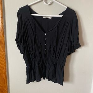 Black Abercrombie & Fitch button down top with cinched waist